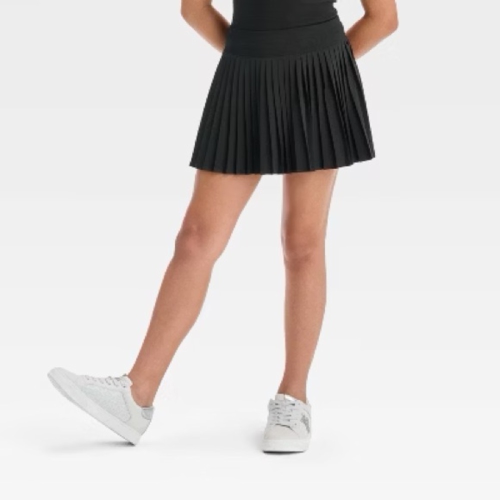 Classic Black Pleated Kids Skort